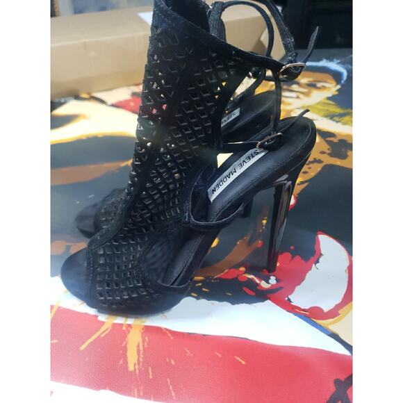 Steve Madden High Heels Black Strap Open Toe - Picture 2 of 5